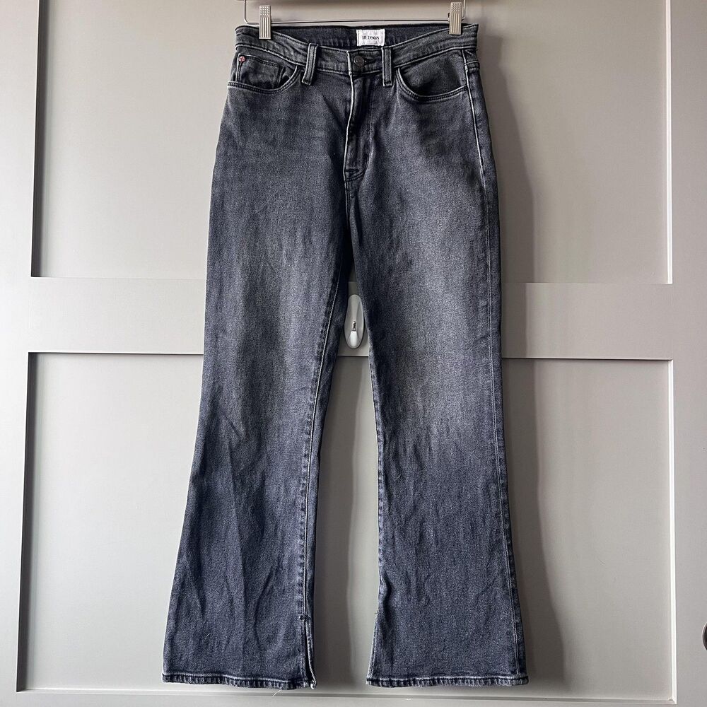 Hudson Jeans Womens 27 Black Blair High-Rise Bootcut Crop Demitria Stretch Denim